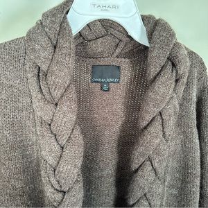 Cynthia Rowley Brown Braided sweater thick cardigan